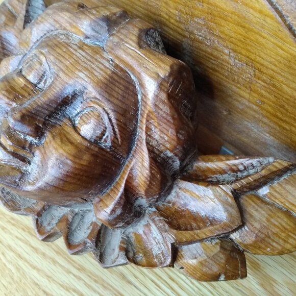 Vintage Cherub Carved Wood Angel Shelf Wall Mounted Altar Chunky Smiling Happy - Picture 15 of 16